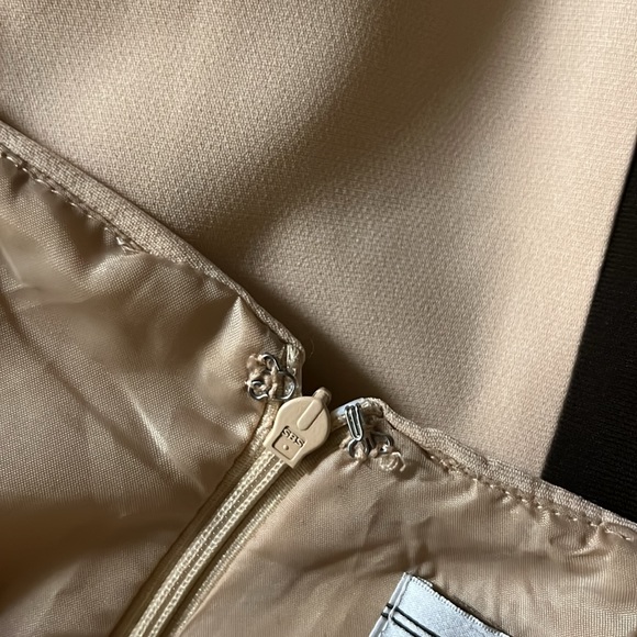 Chancelle, Block Color, U-Neckline, Sleeveless, Slit in back Dress, Brown/Tan,12 - Picture 8 of 10